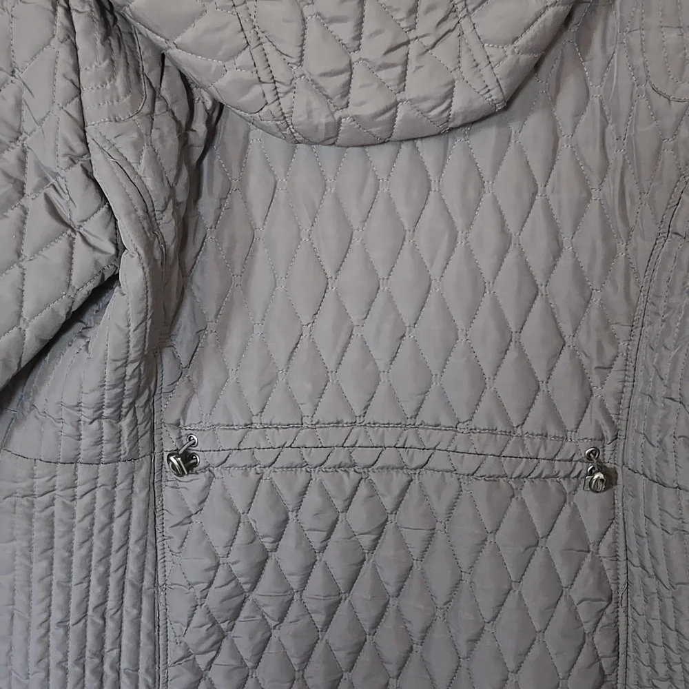 Weatherproof | Gray Quilted Hooded Coat Size Large - Picture 6 of 13